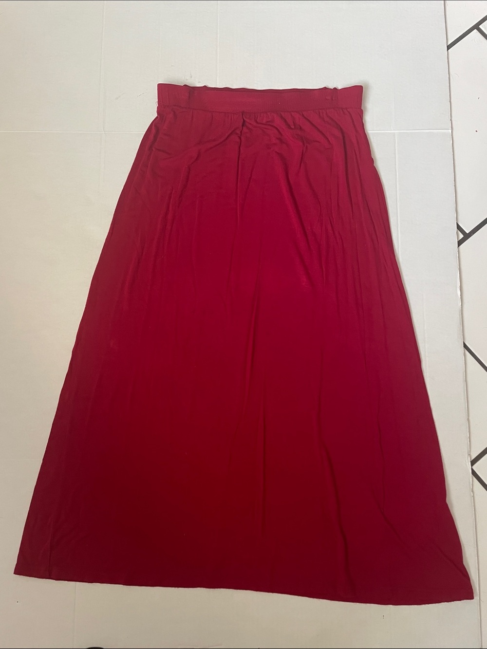 Chadwicks Deep Red Maxi Skirt with Elastic Waist